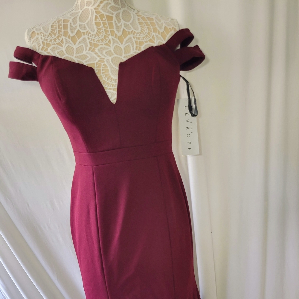 Bill Levkoff off the Shoulder gown with slit